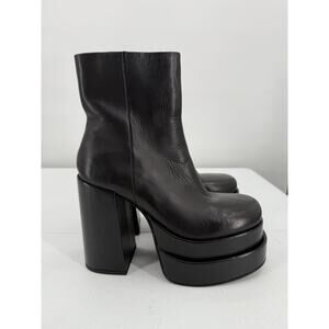 NEW Steve Madden Women's Cobra Black Leather Platform Heeled Bootie Size 8.5